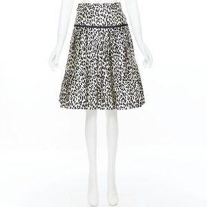 VALENTINO Leopard Spot Pleated Flared Skirt - Cotton/Silk